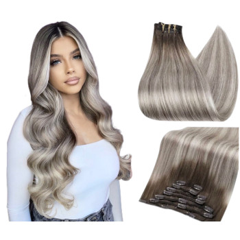 Clip On DeLuxe Drept Black Collection Balayage #9A/ Light Grey